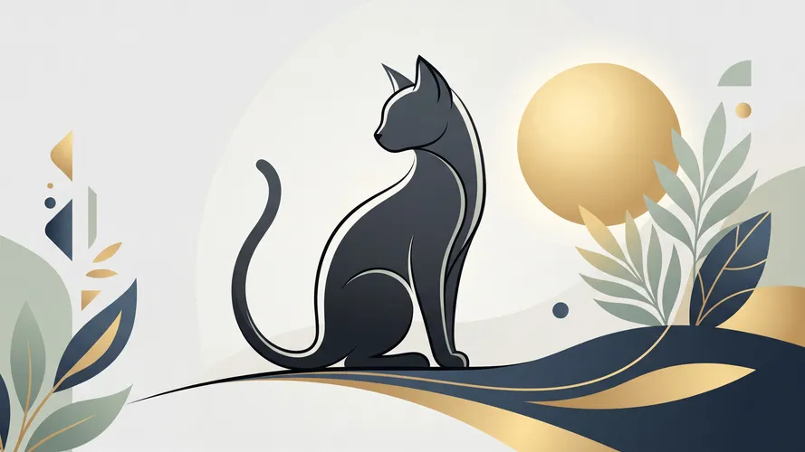 Elegant Minimalist Black Cat Art