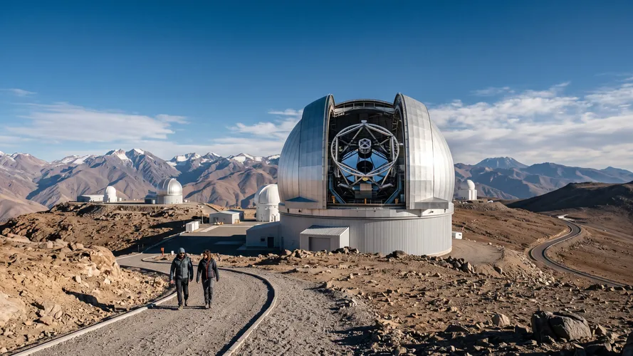 Modern Observatory in Mountain Landscape