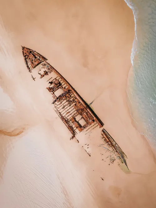 Aerial view of shipwreck