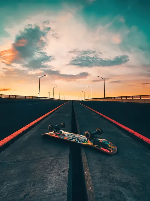 Skateboard on the road