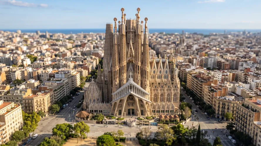 Sagrada Familia Aerial View in Barcelona