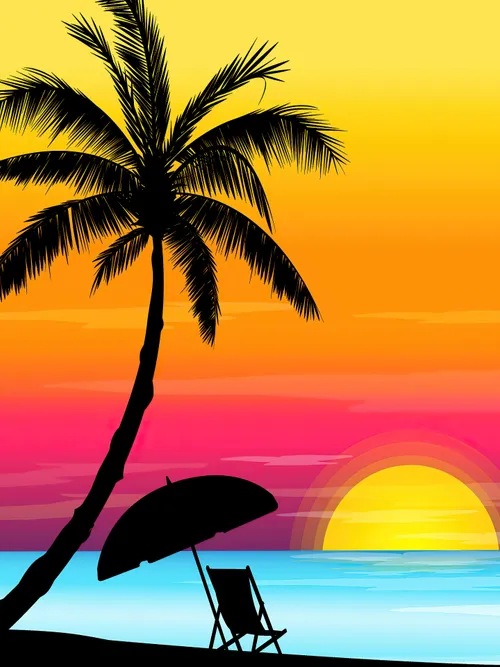 Beach sunset vector