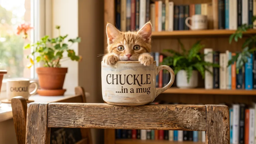 Curious Kitten in a Mug