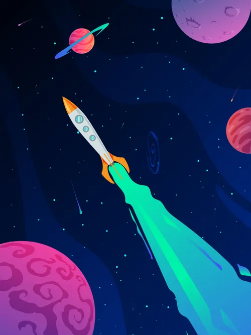 Vector rocket in space