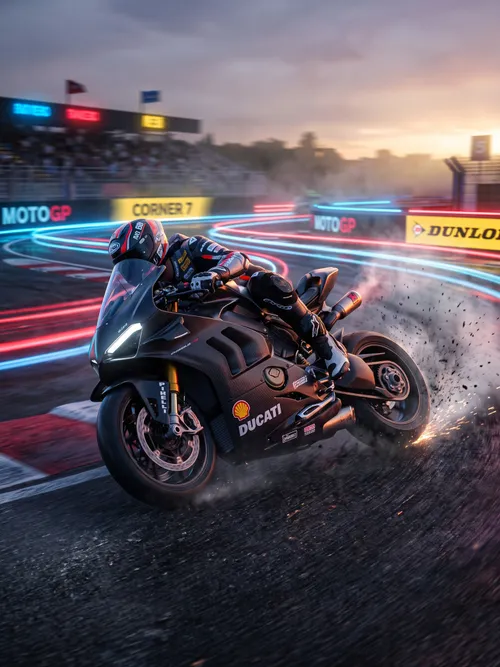 Ducati Motorcycle Drifting on Track