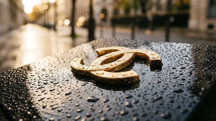 Raindrops on Golden Chanel Logo