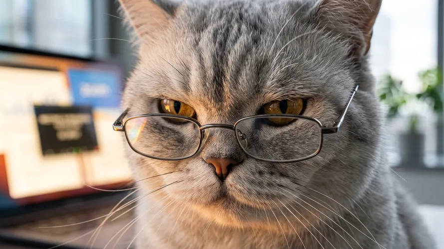 Smart Cat Wearing Glasses
