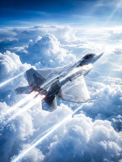 Stealth Fighter Jet Above Clouds