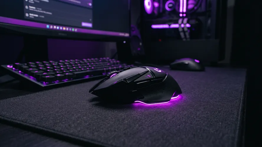 Glowing Gaming Setup with Purple Light