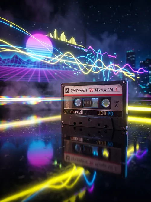 Retro Synthwave Cassette Mixtape Wallpaper