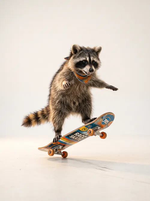 Cool Raccoon Skater Doing Tricks