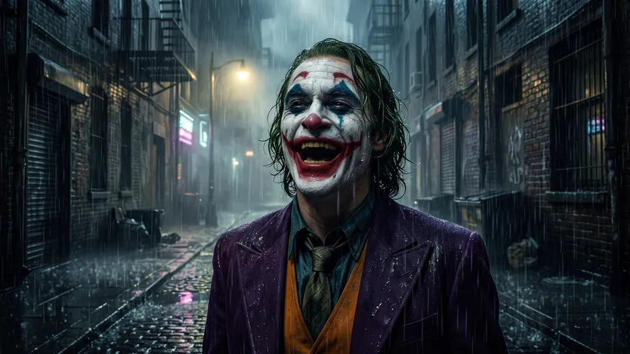 Joker Smiling in the Rain