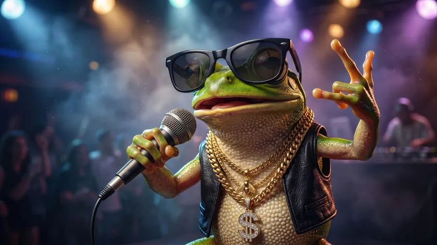 Cool Frog Rock Star Singing