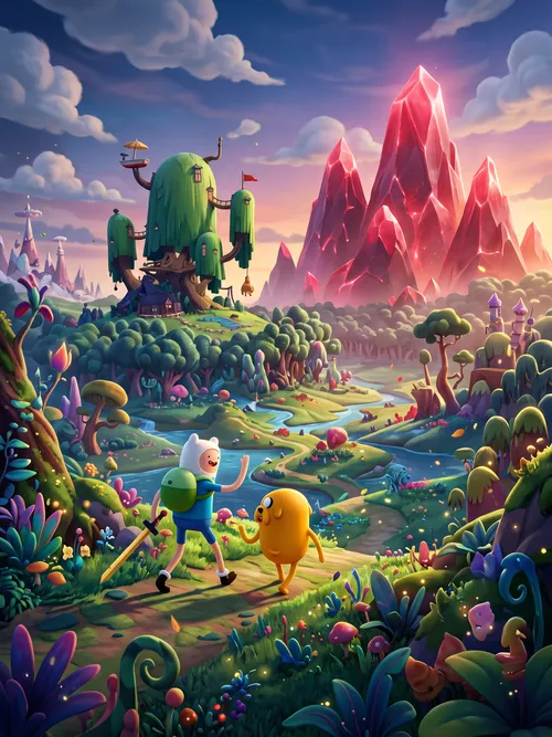 Adventure Time Fantasy Landscape Wallpaper
