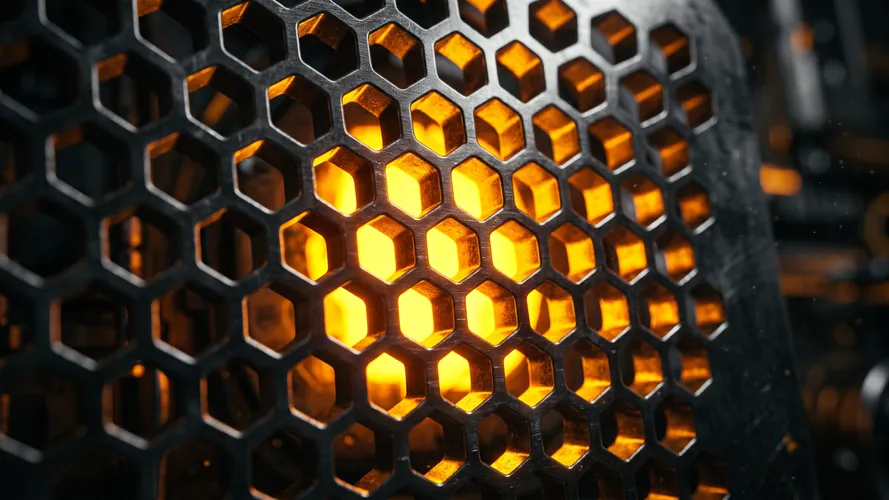 Glowing Hexagonal Metal Grate