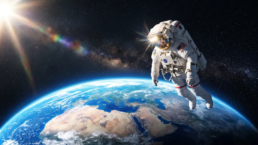 Astronaut Floating Above planet Earth