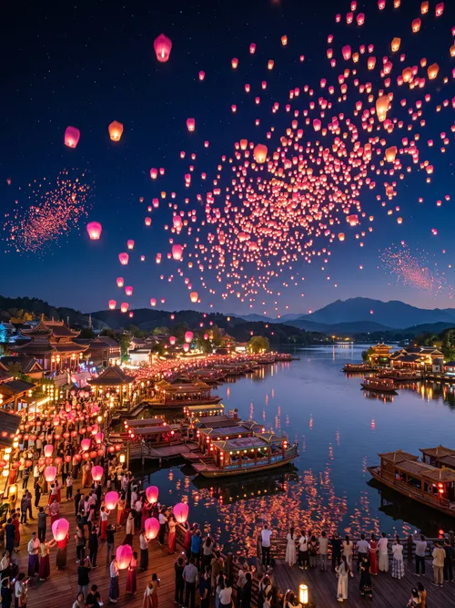 Glowing Lantern Festival Night