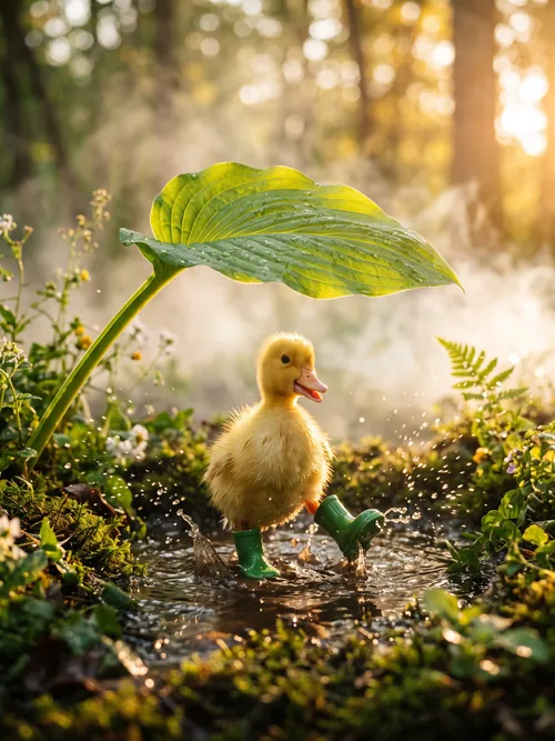 Cute Duckling Wearing Tiny Boots