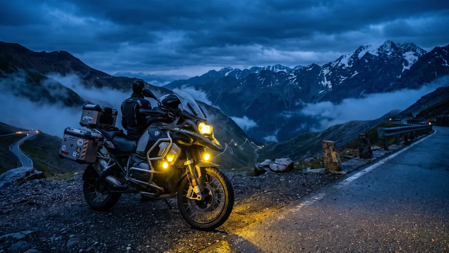 Motorcycle Adventure in Mountain Landscape