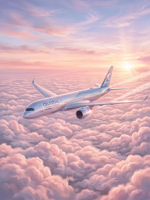Airplane Flying Above Pink Clouds
