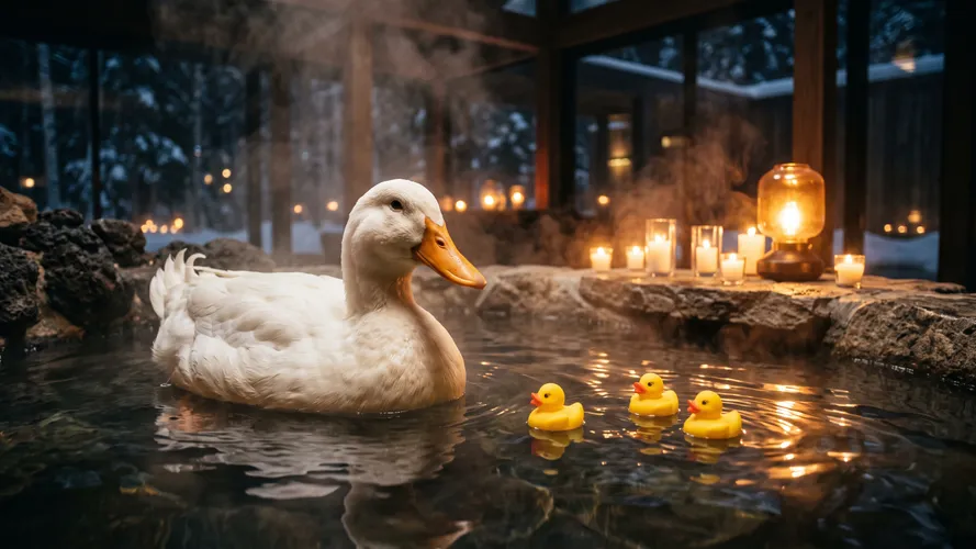 White Duck in Hot Spring