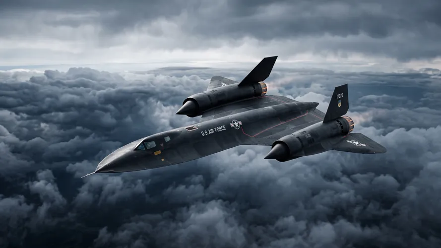 SR-71 Blackbird Flying Above Clouds