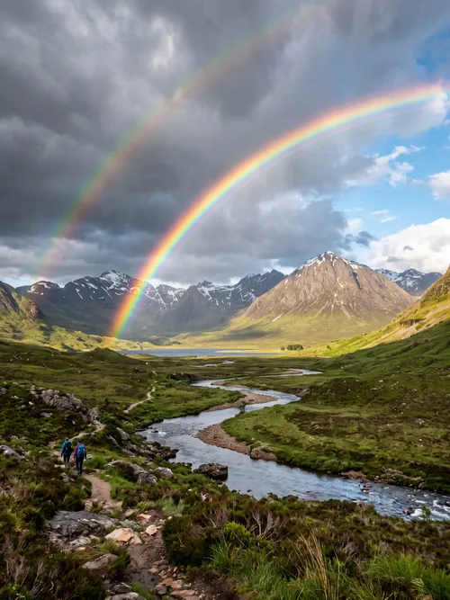 Double Rainbow Over Mountain Valley