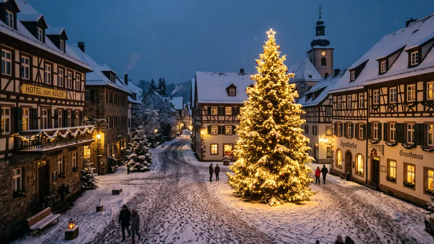 Festive Christmas Town Square