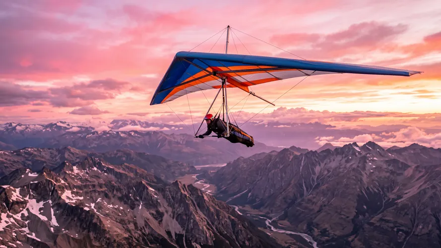 Hang Gliding Over Mountain Peaks