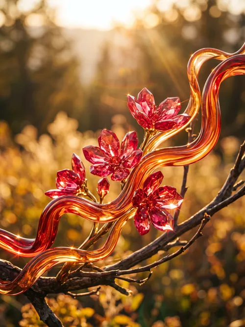 Crystal Flowers with Golden Vines