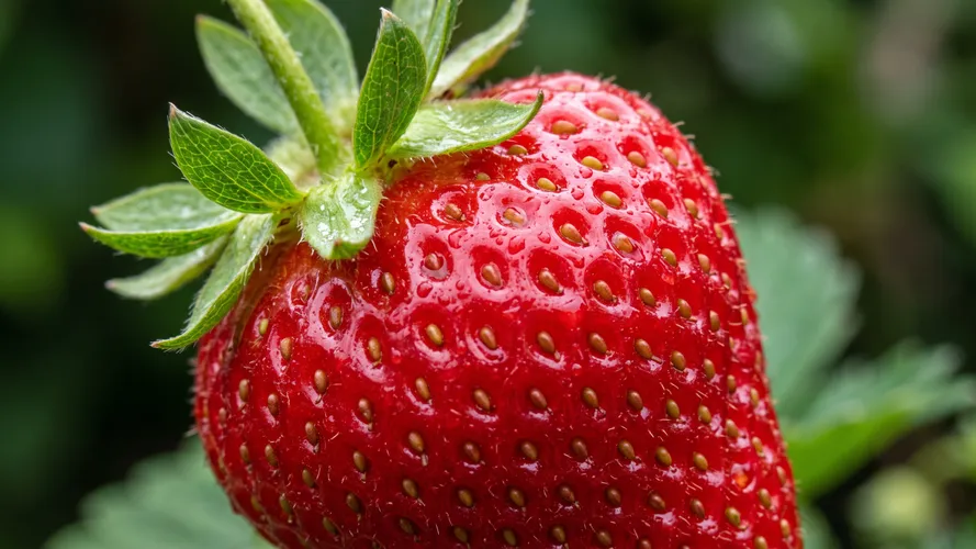 Fresh Strawberry with Dew Drops